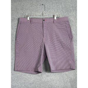 PGA Tour Shorts Mens 38 Pink and Blue Plaid Golf Flat Front Pockets 9.5" Inseam